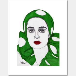 Girl with a Green Scarf Posters and Art
